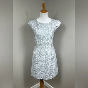Halston haritage pre-owned short sleeve fitted silver lehtg gray dress